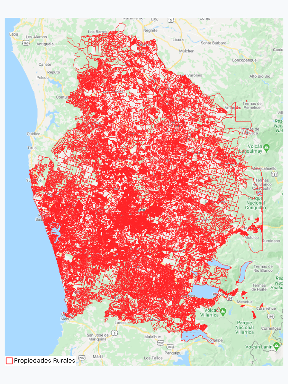 Catastro Gráfico de la Propiedad Rural 1:20.000, Región de la Araucanía, año 2000
